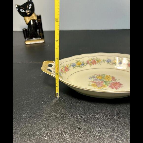 Black Knight Vintage 1930s Adelphia Floral Oval Serving Plate Pierced Handles - Picture 6 of 7